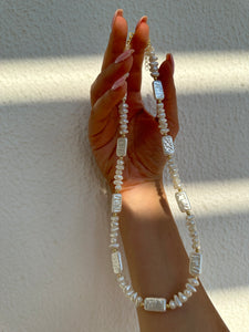 Irregular White Bead Stone Necklace